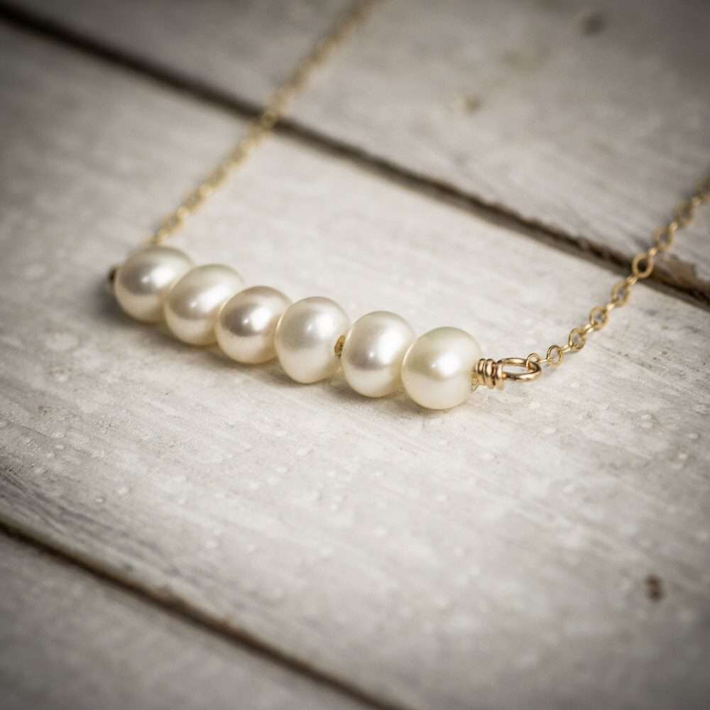 Pearl necklace Pearl bar necklace natural Pearl gift for mom