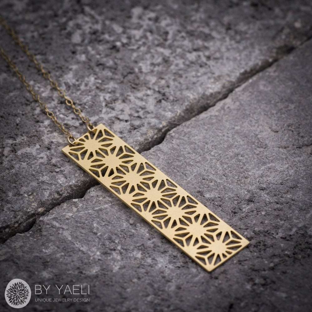Geometric necklace gold rectangular necklace gift for her