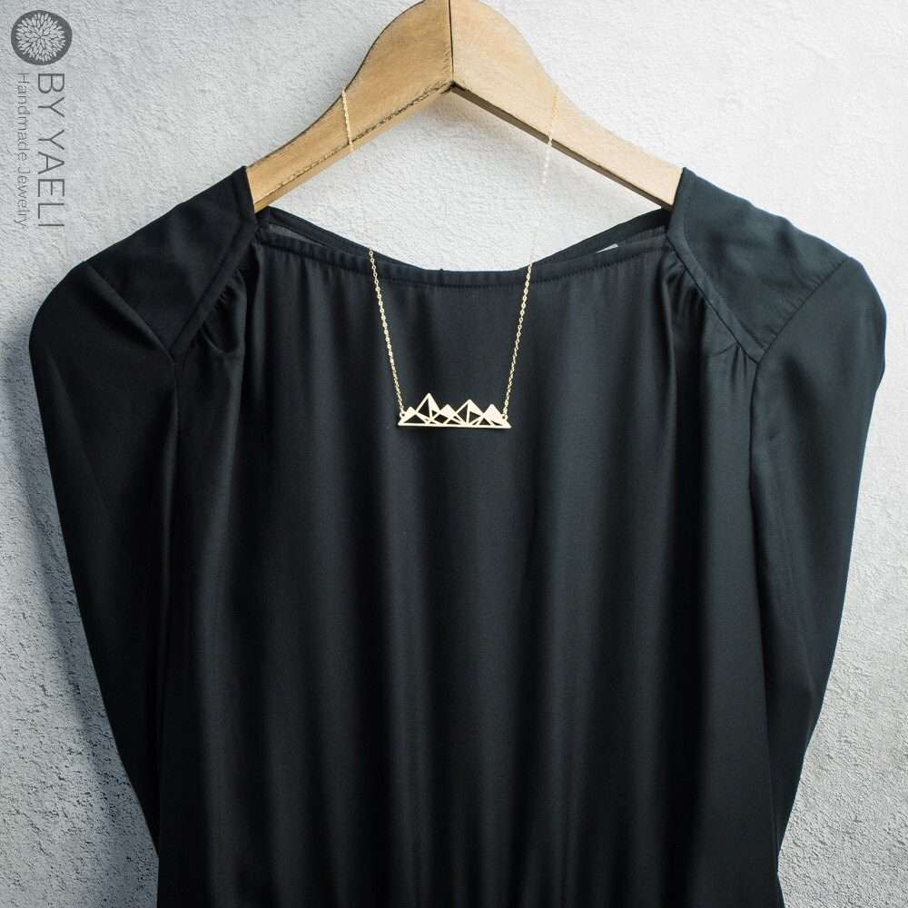 Mountain necklace geometric necklace mountain pendant mountain jewelry gold mountains gift for here