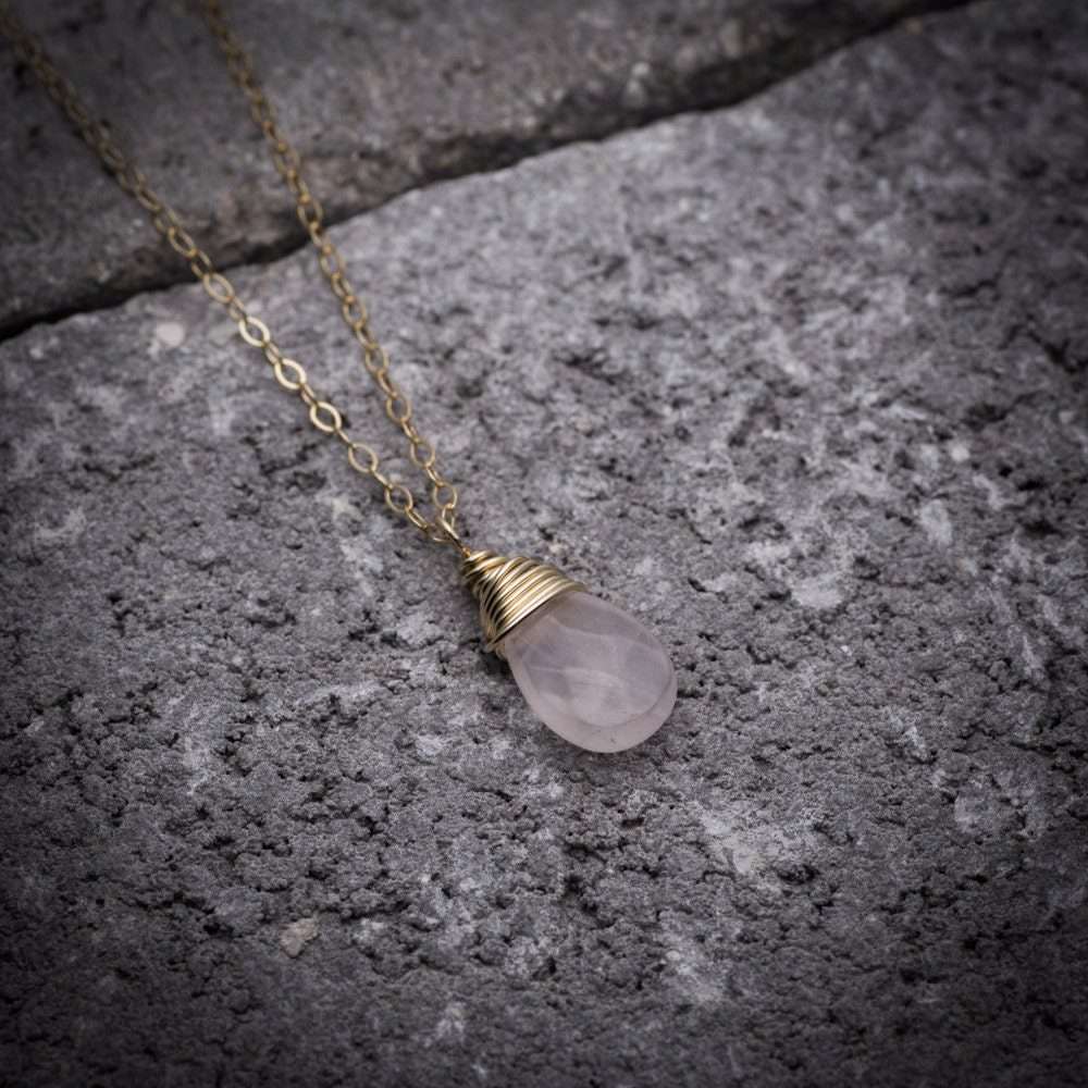 Rose quartz necklace rose quartz pendant love gemstone necklace natural rose crystal drop necklace