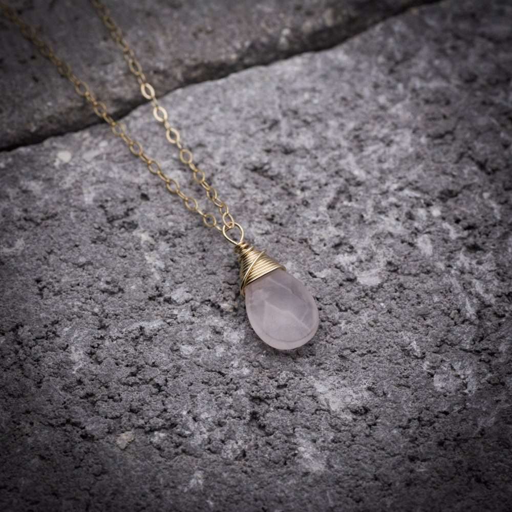Rose quartz necklace rose quartz pendant love gemstone necklace natural rose crystal drop necklace
