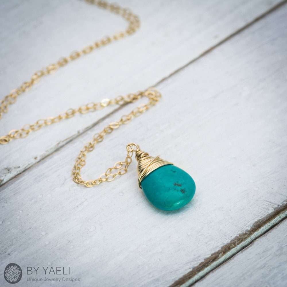 Turquoise necklace real turquoise gemstone necklace drop necklace