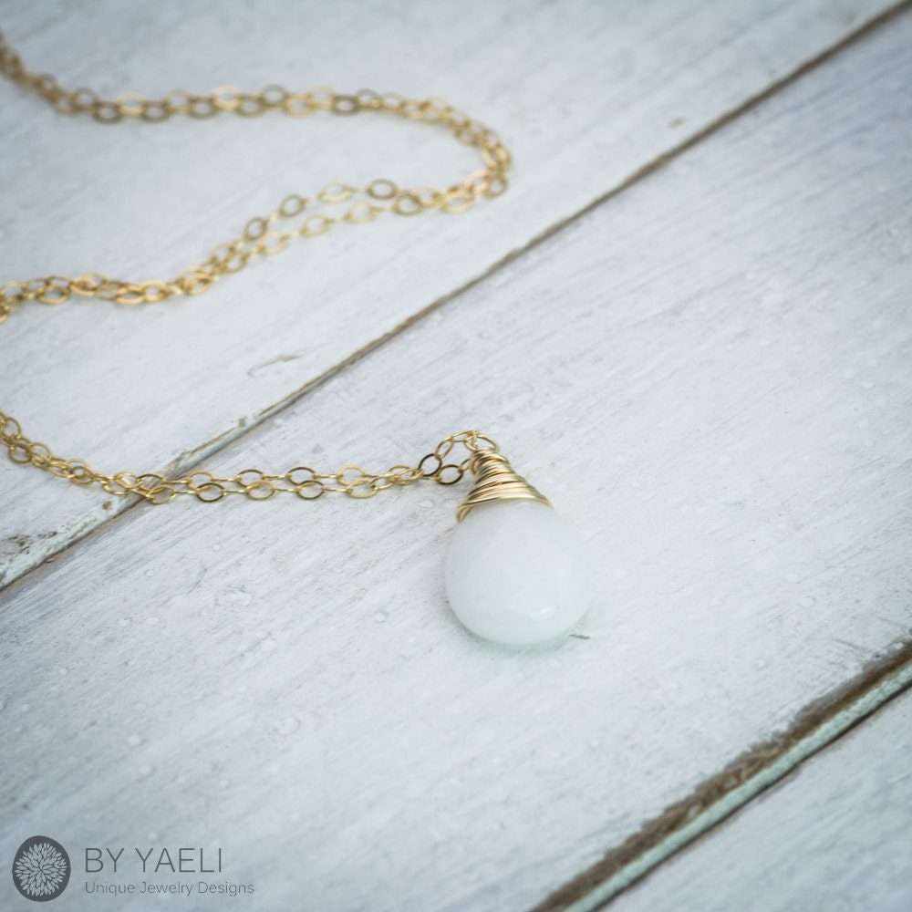 Jade necklace Jade drop necklace Jade gemstone white necklace Jade pendant