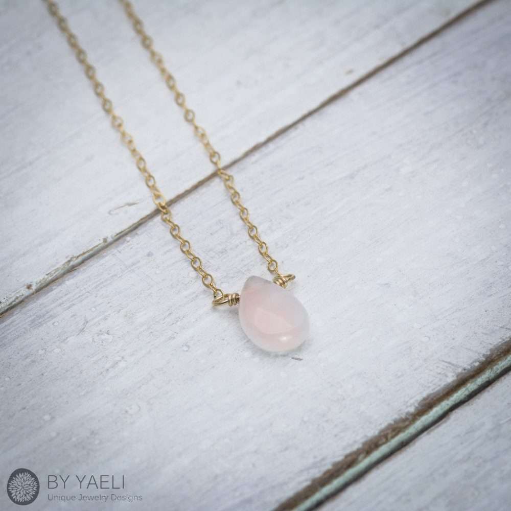 Rose quartz necklace rose quartz pendant love stone necklace drop gemstone necklace