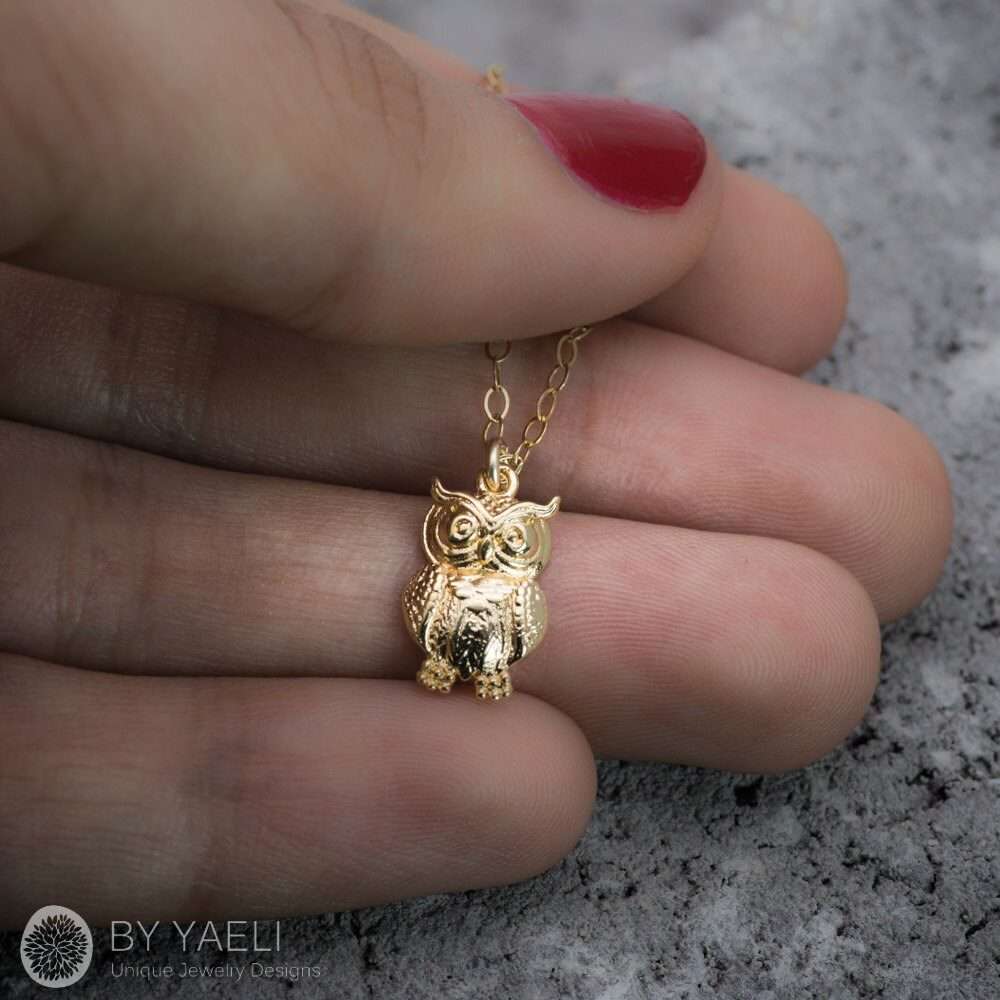Owl necklace owl pendant tiny necklace dainty owl charm