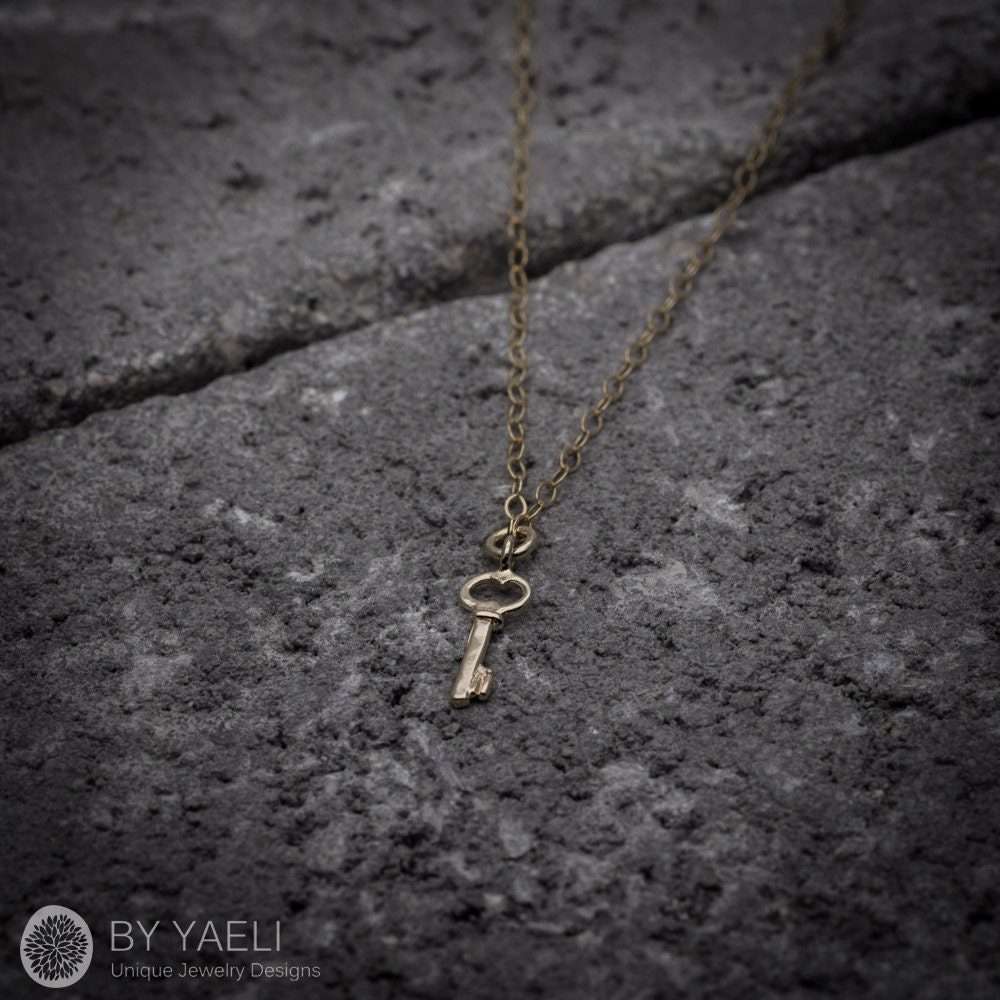 Gold key necklace golden key charm key pendant