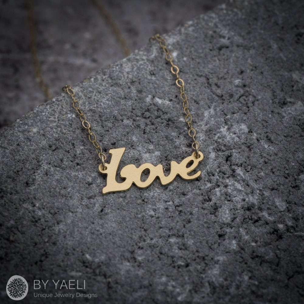 Love necklace gold love statement necklace personalized mom gift