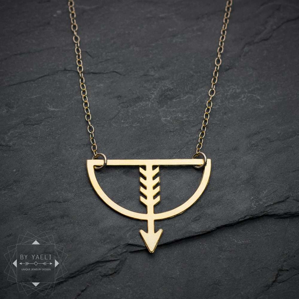 Sagittarius necklace gold bow necklace zodiac necklace crossbow necklace arrow necklace