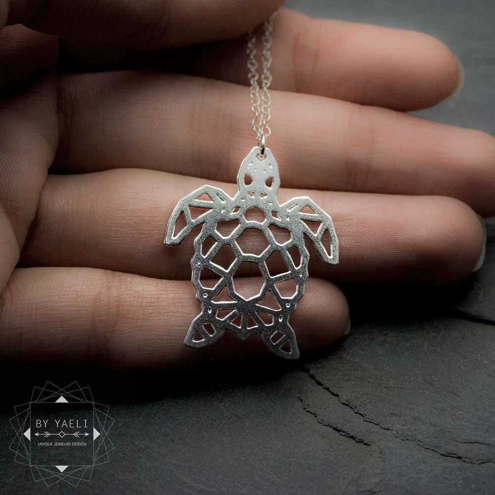 Turtle necklace sea turtle beach jewelry gold or silver turtle pendant