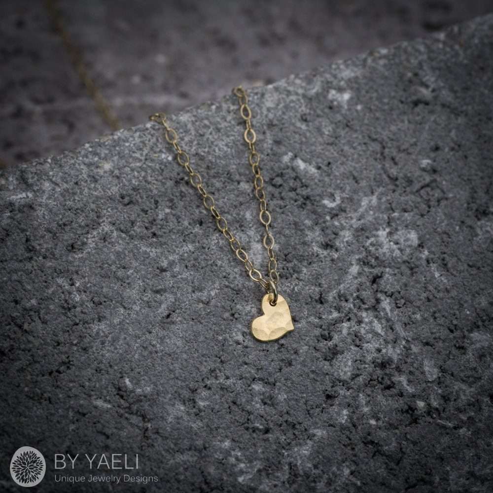 Heart necklace heart pendant tiny heart charm gold heart