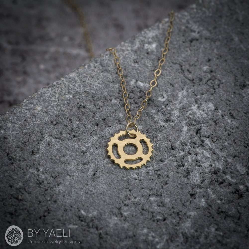 Gear necklace steampunk jewelry bicycle gear necklace bicycle necklace gear charm