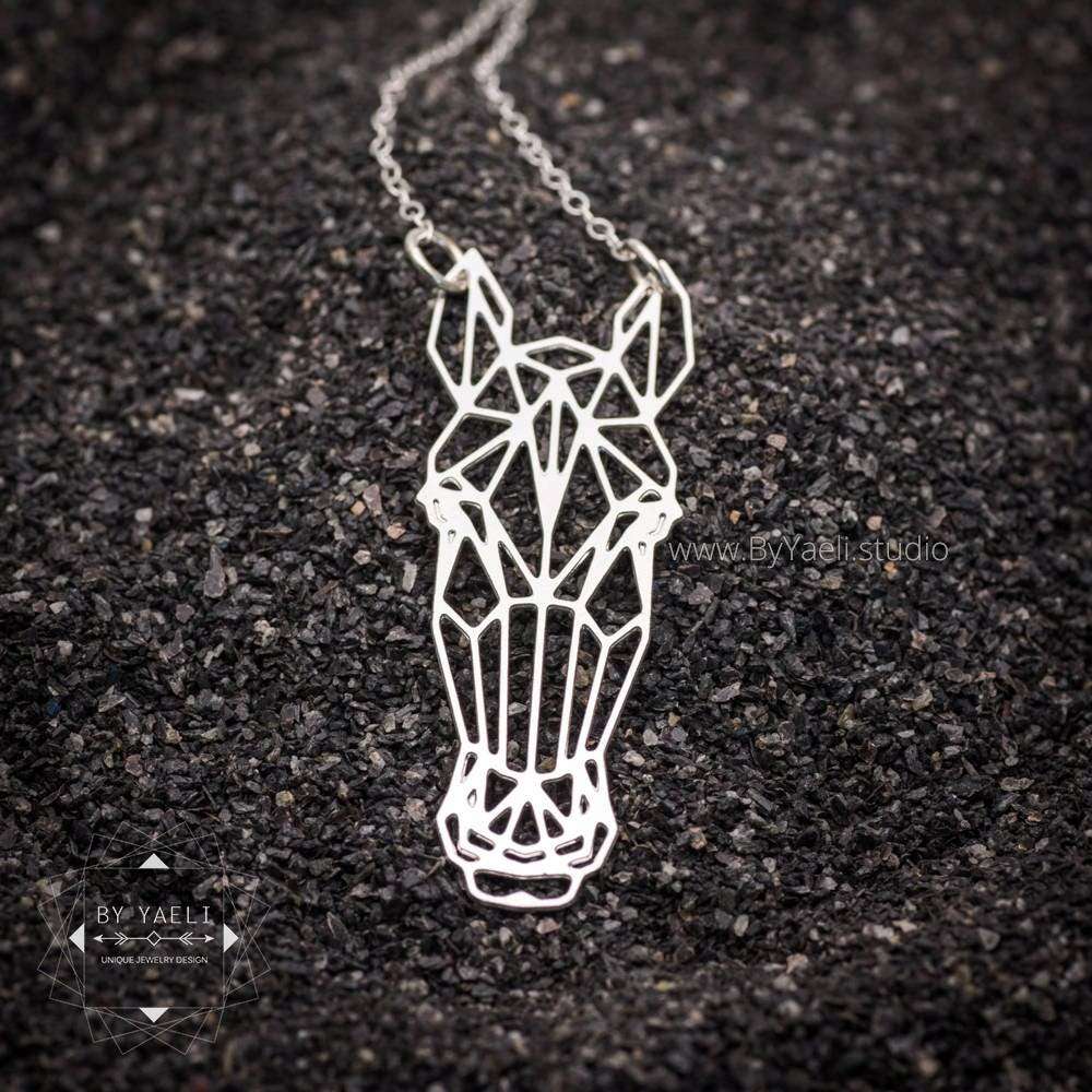 Horse necklace silver horse pendant origami horse jewelry