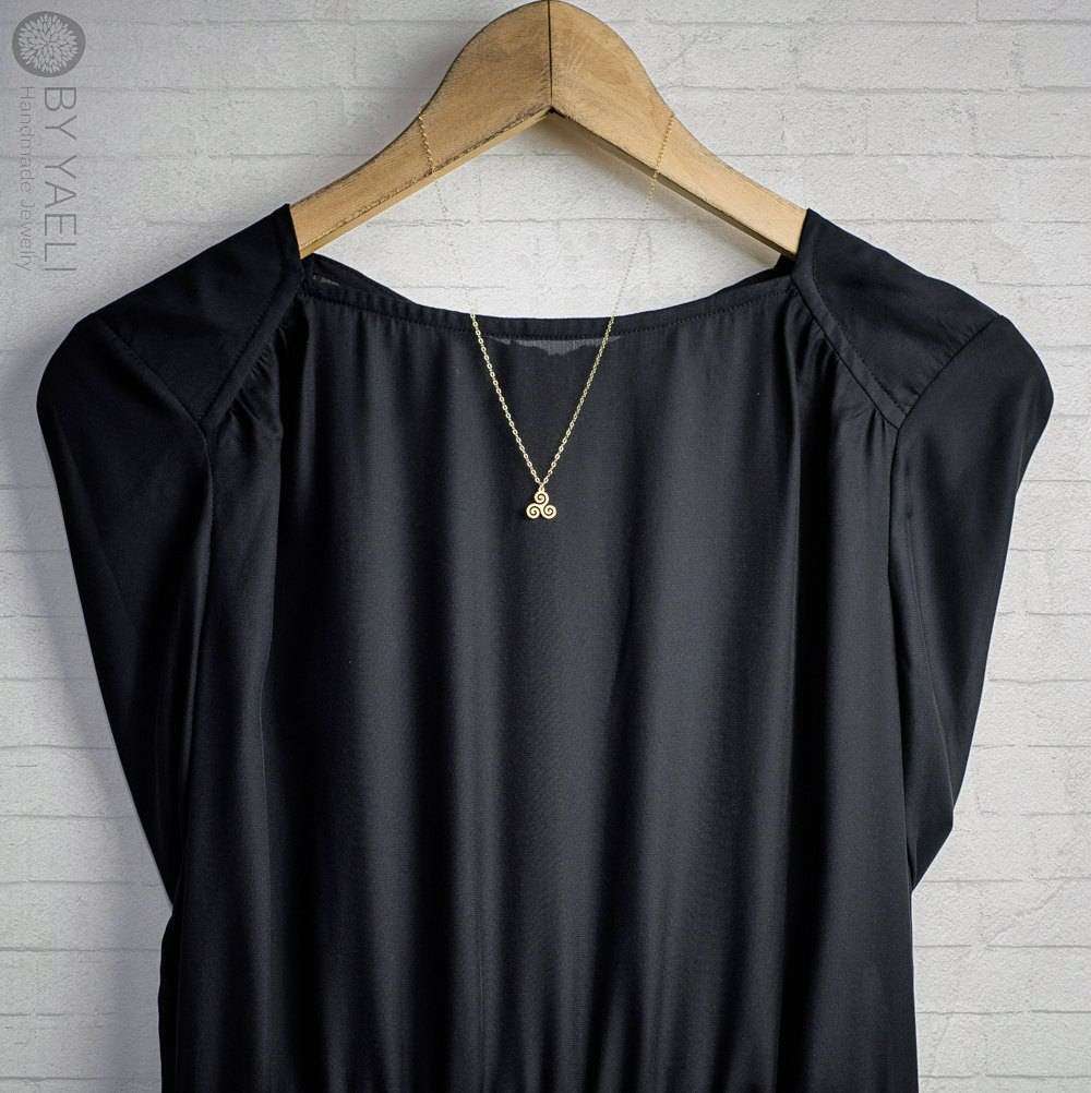 Celtic necklace Irish jewelry gold triskelion necklace Celtic jewelry