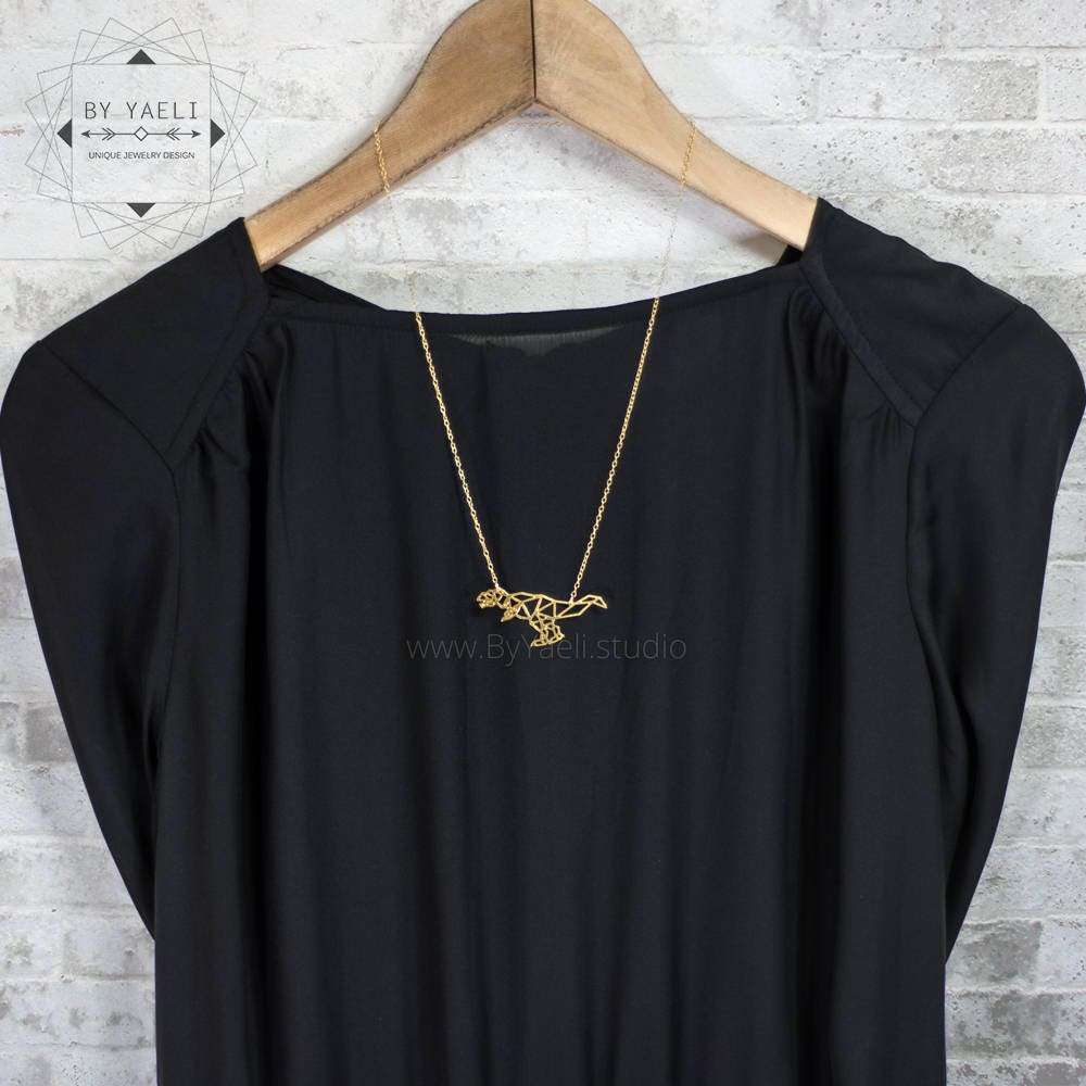 Dinosaur necklace gold dinosaur T rex necklace Jurassic park necklace