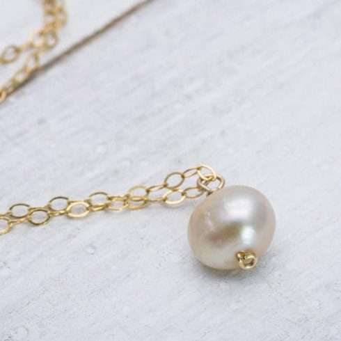 Single pearl necklace tiny pearl necklace small pearl gold necklace