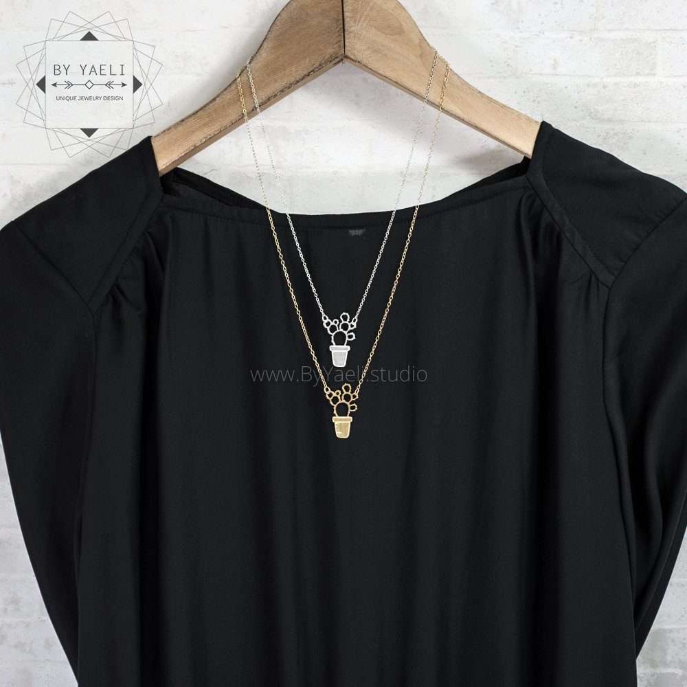 Cactus necklace gold succulent necklace best friend gift for here
