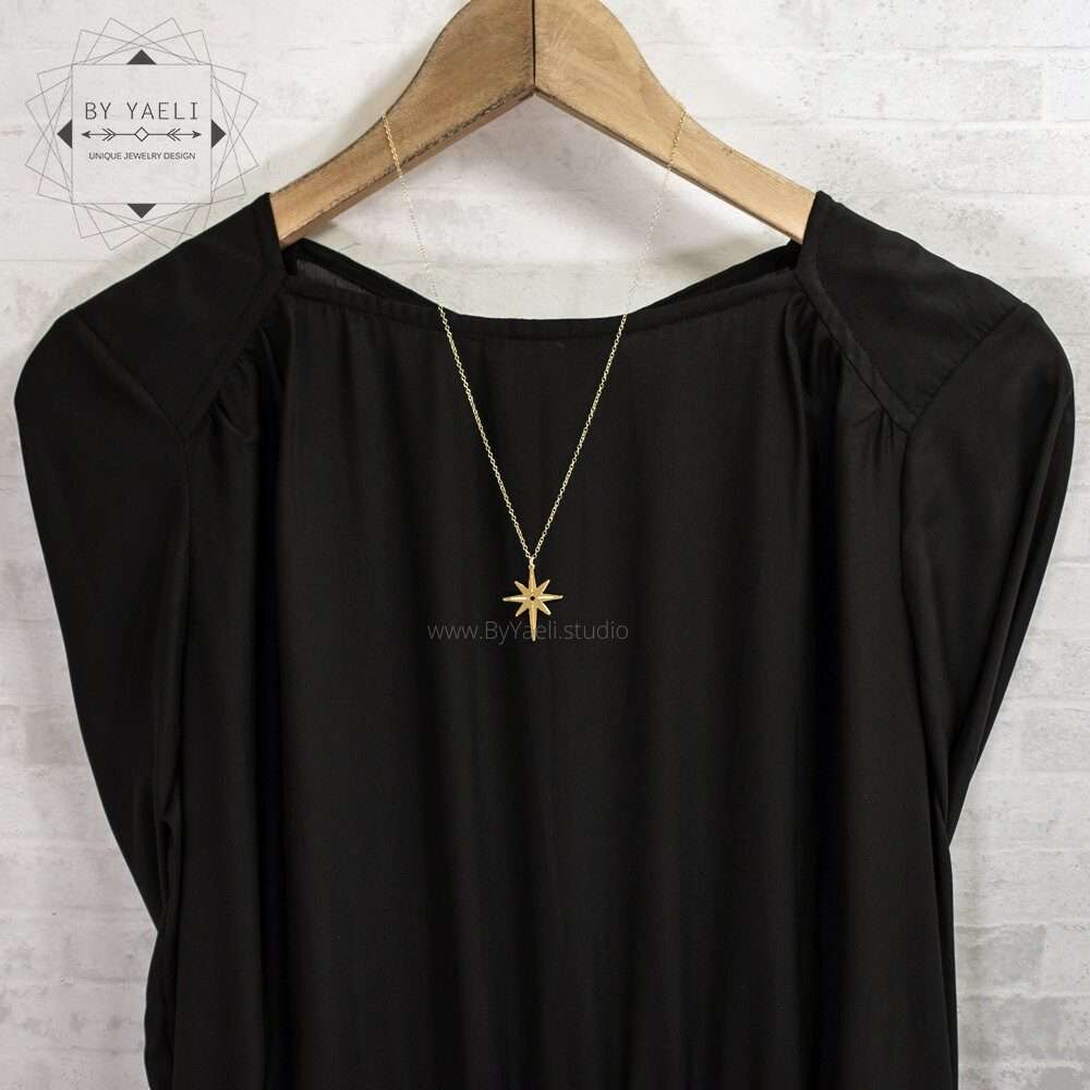 Star necklace celestial jewelry, gold north star necklace, celestial gold star charm