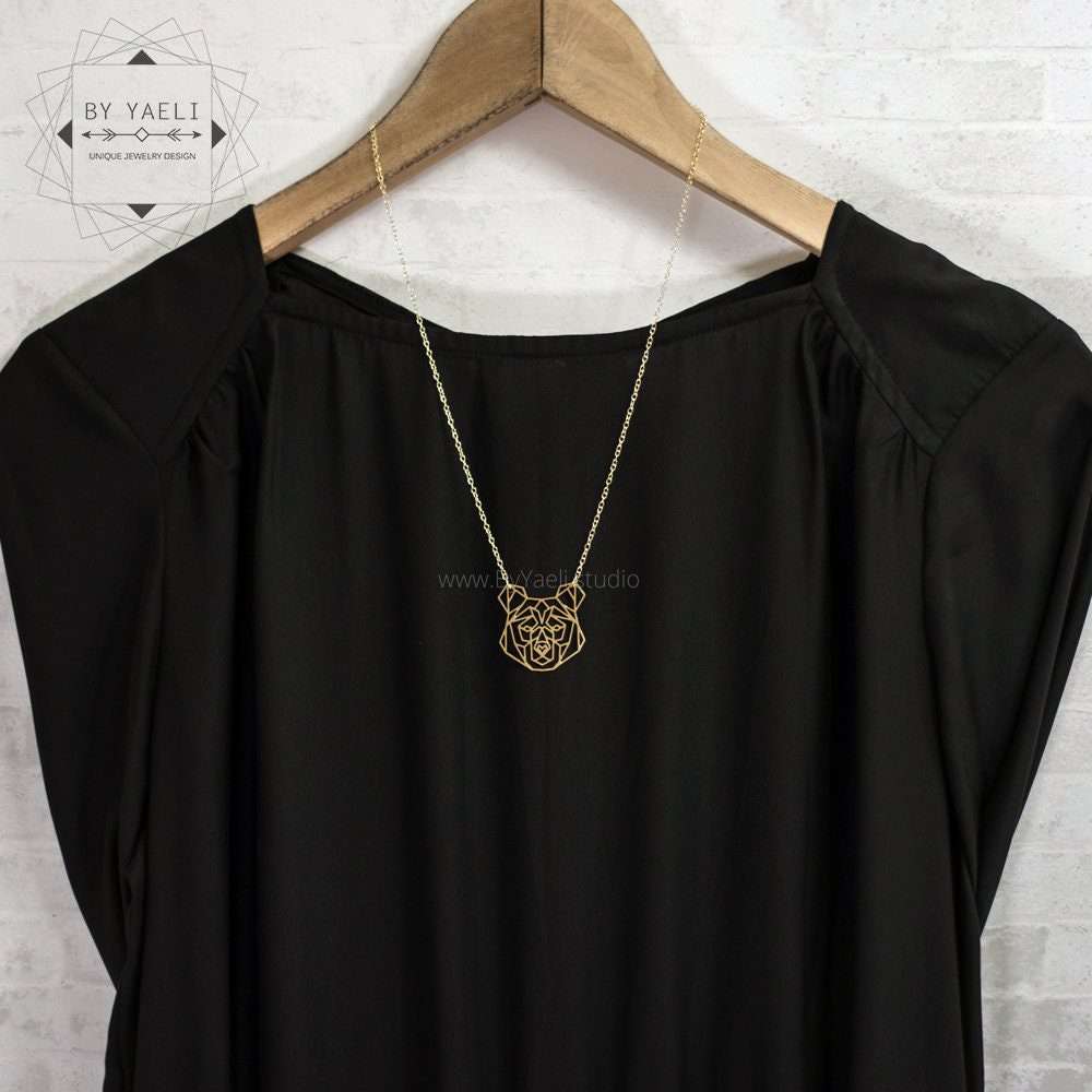 Bear necklace gold mama bear pendant gift for mom