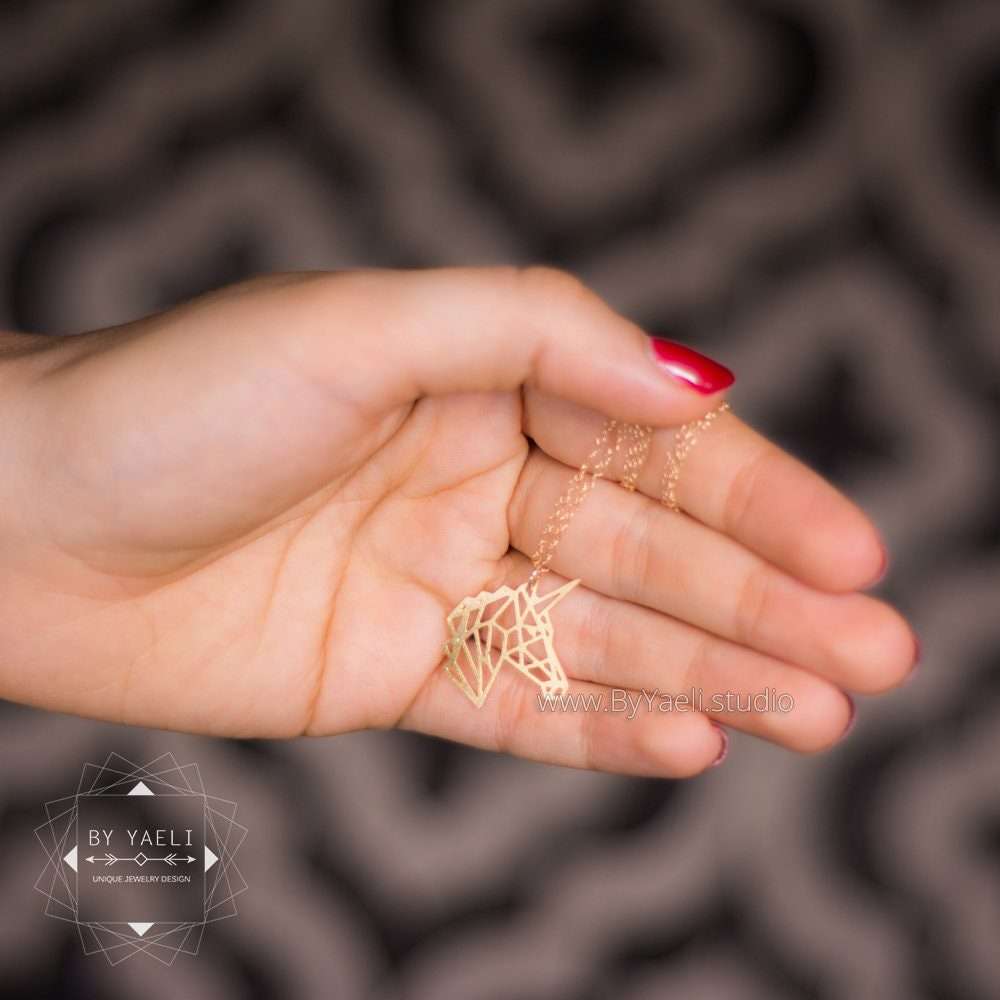 Unicorn necklace gold unicorn pendant geometric unicorn jewelry origami unicorn