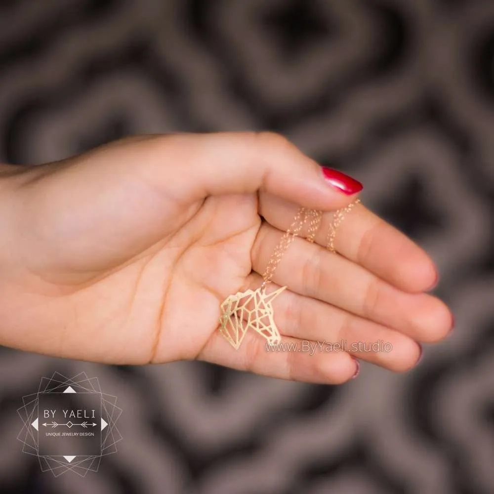 Unicorn necklace gold unicorn pendant geometric unicorn jewelry origami unicorn