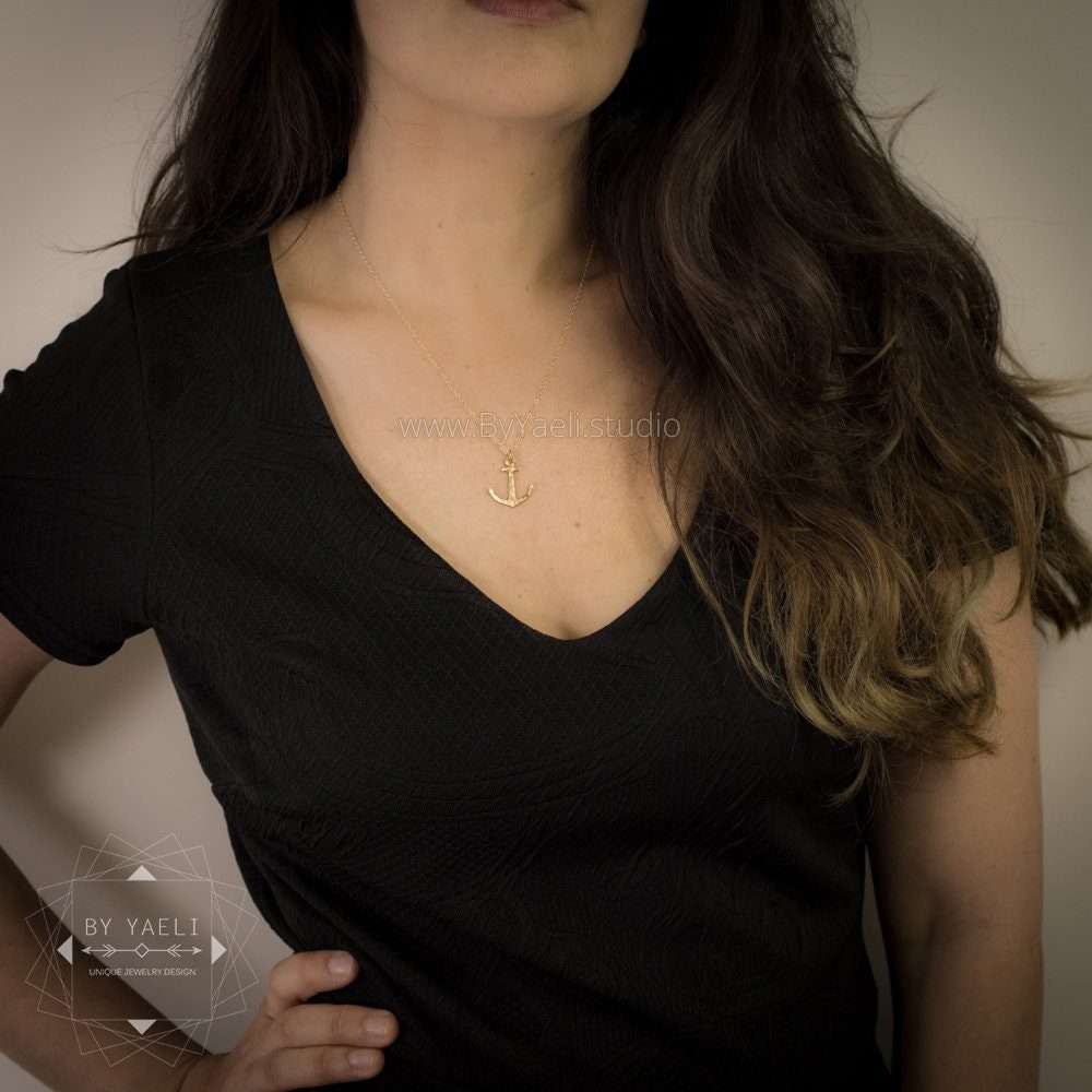 Anchor necklace gold anchor jewelry nautical jewelry anchor charm ocean jewelry