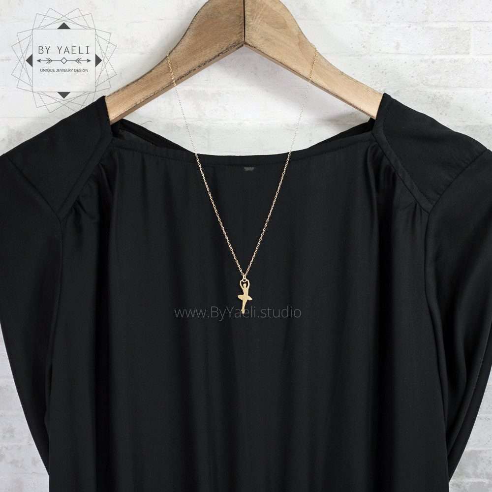 Ballerina necklace tiny ballet pendant ballerina charm