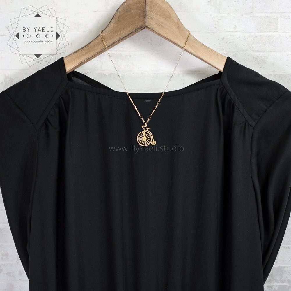 Gold bicycle necklace vintage bicycle jewelry boho necklace long necklace bicycle gifts