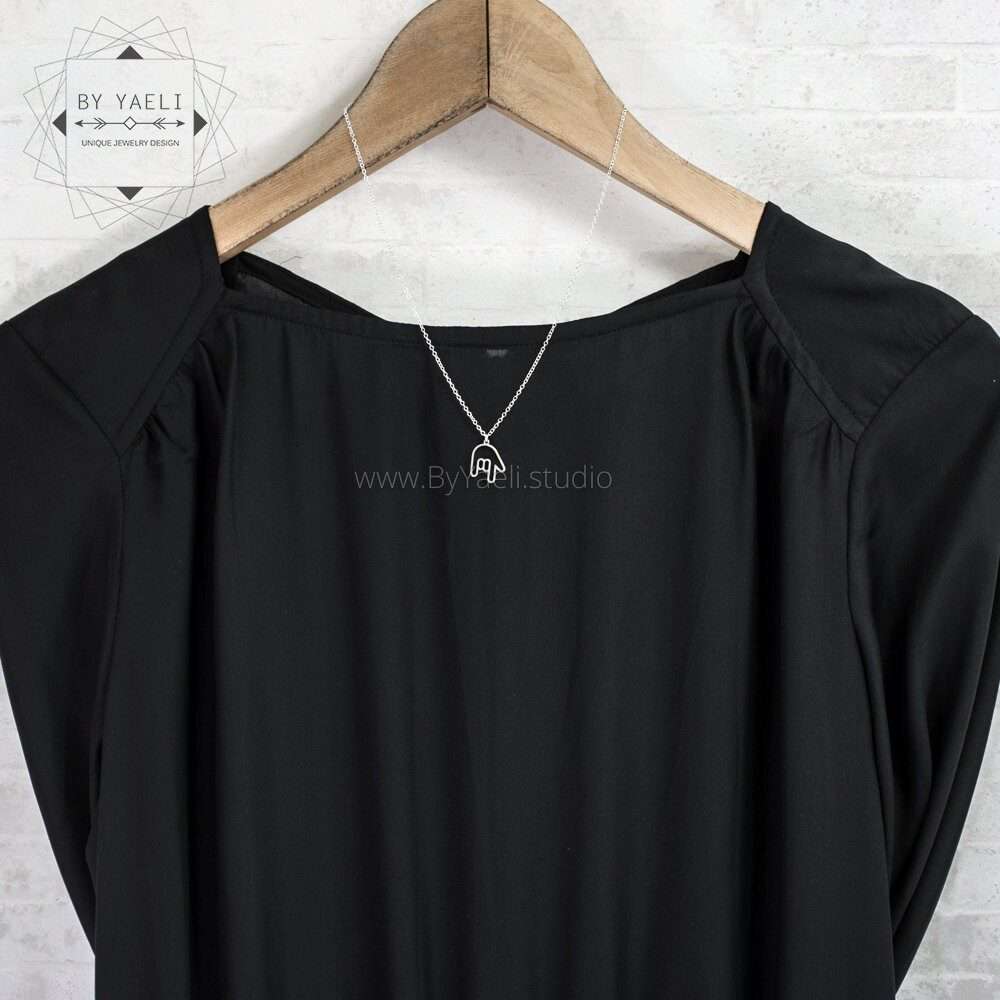 ASL necklace silver sign Language I love You Sign language necklace ASL jewelry