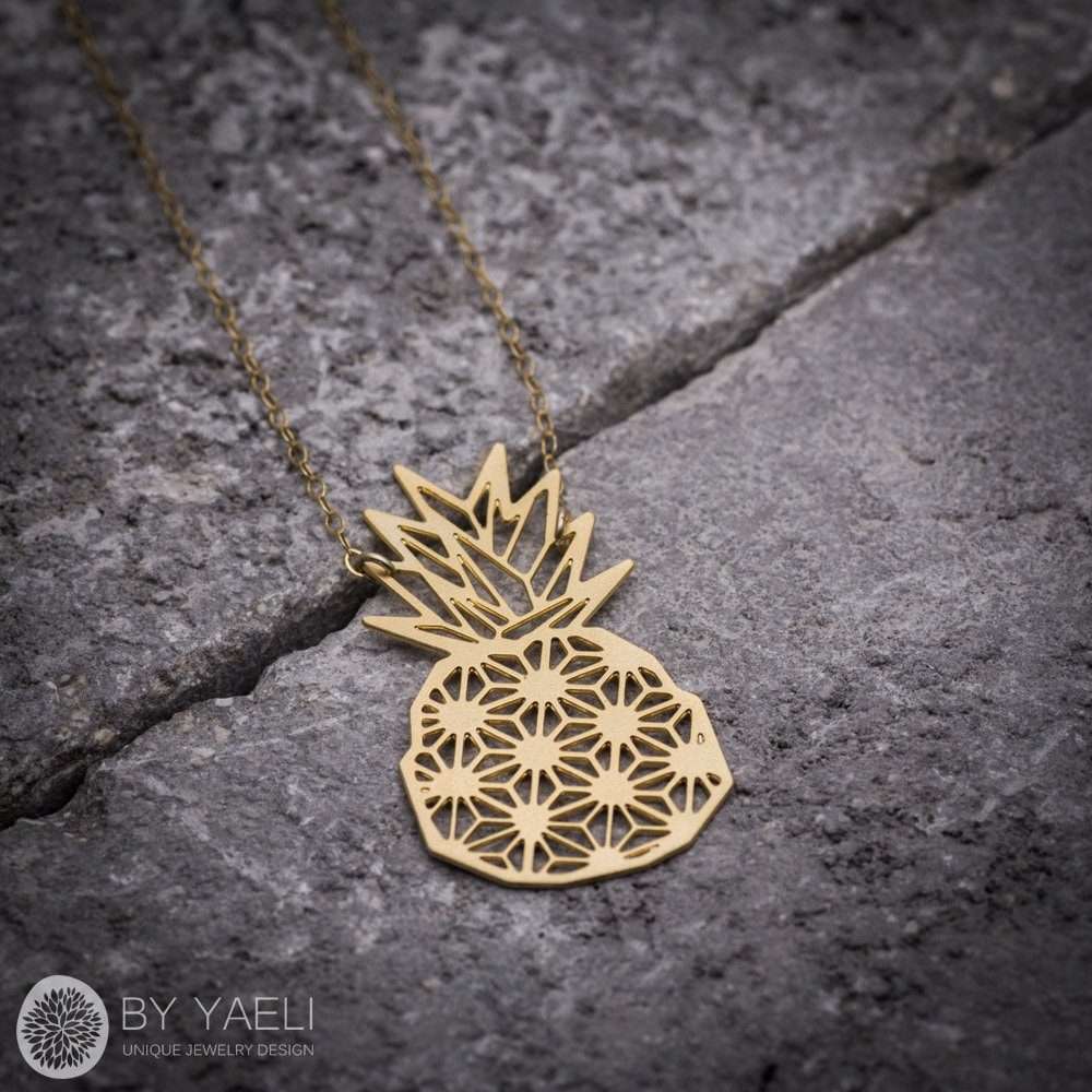 Pineapple necklace gold pineapple pendant geometric origami pineapple charm