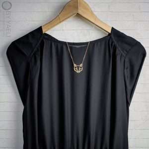 Cat necklace gold origami cat pendant geometric cat jewelry