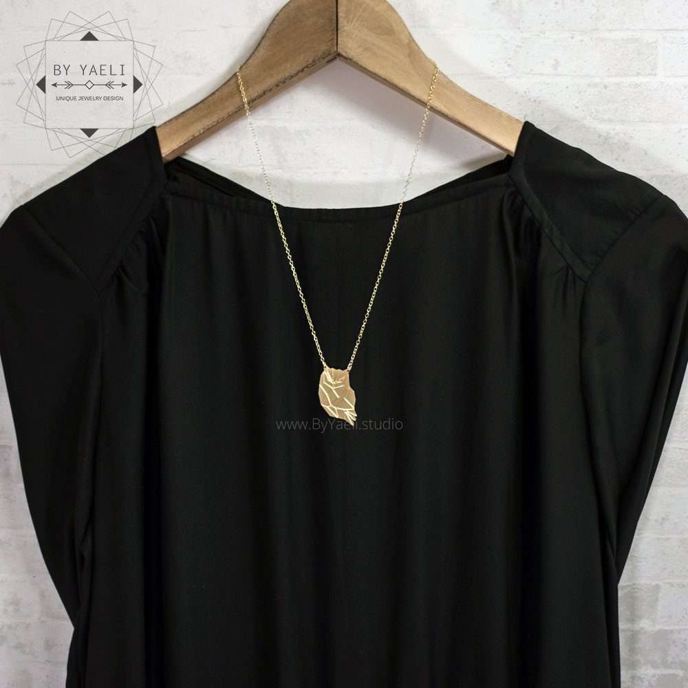 Owl necklace origami necklace geometric owl pendant origami owl