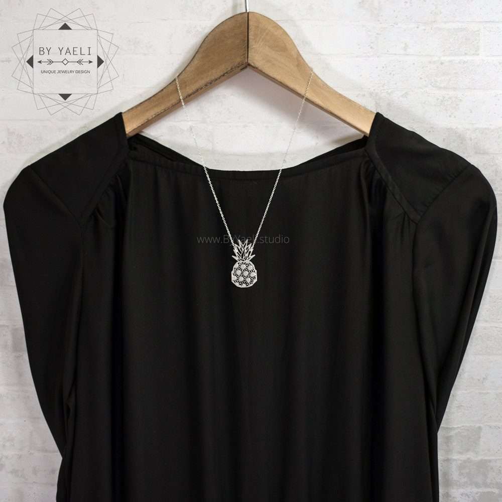Pineapple necklace silver pineapple gifts origami geometric pineapple pendant Christmas gift