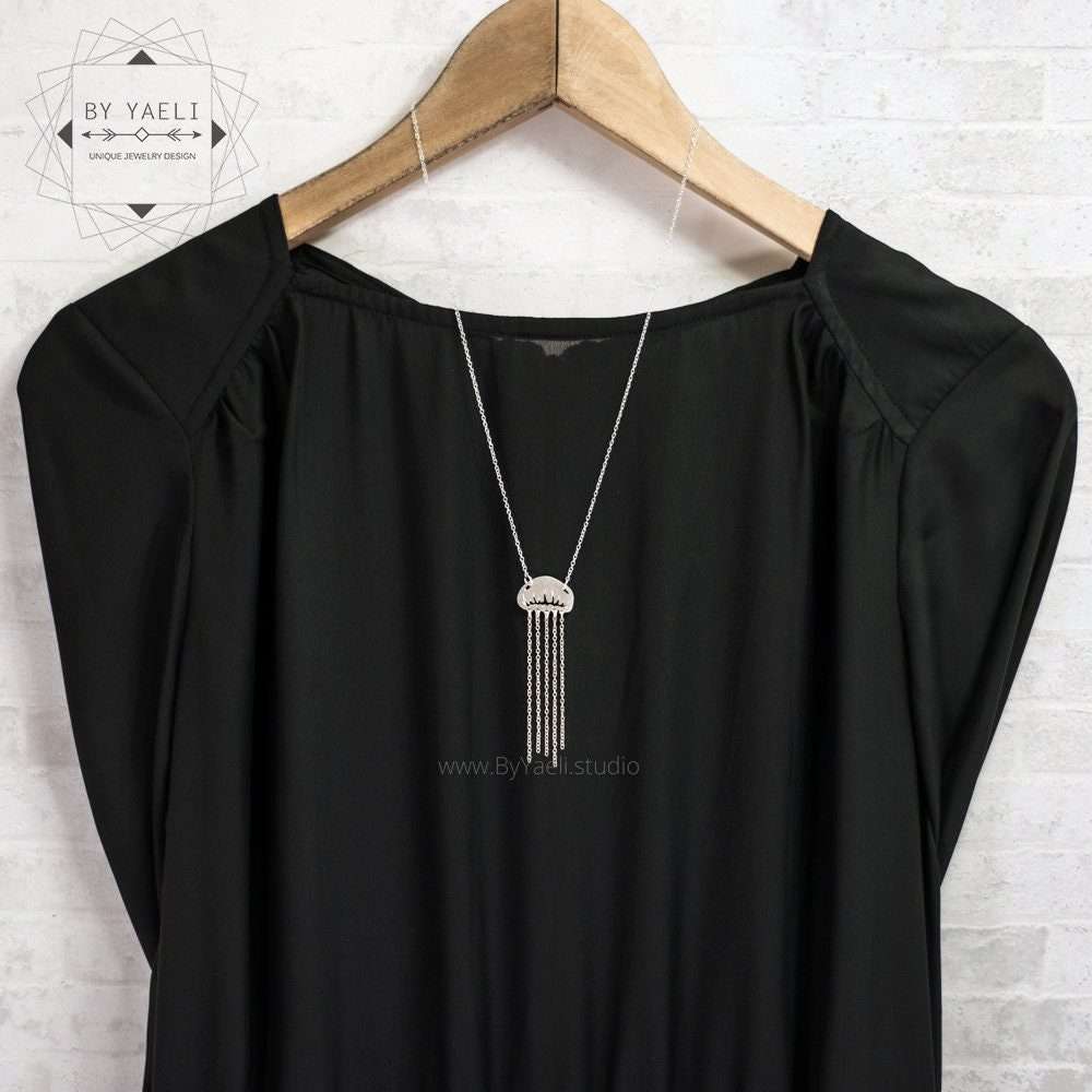 Jellyfish necklace gold jellyfish pendant sea necklace ocean charm beach jewelry gift for her