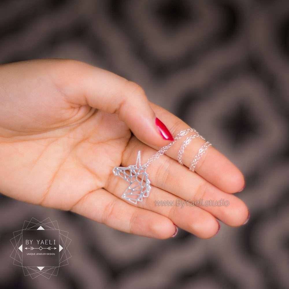 Unicorn necklace silver unicorn jewelry unicorn gift origami necklace origami unicorn