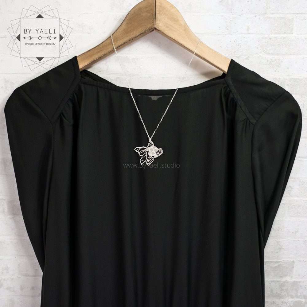 Pisces necklace silver fish necklace origami geometric fish pendant