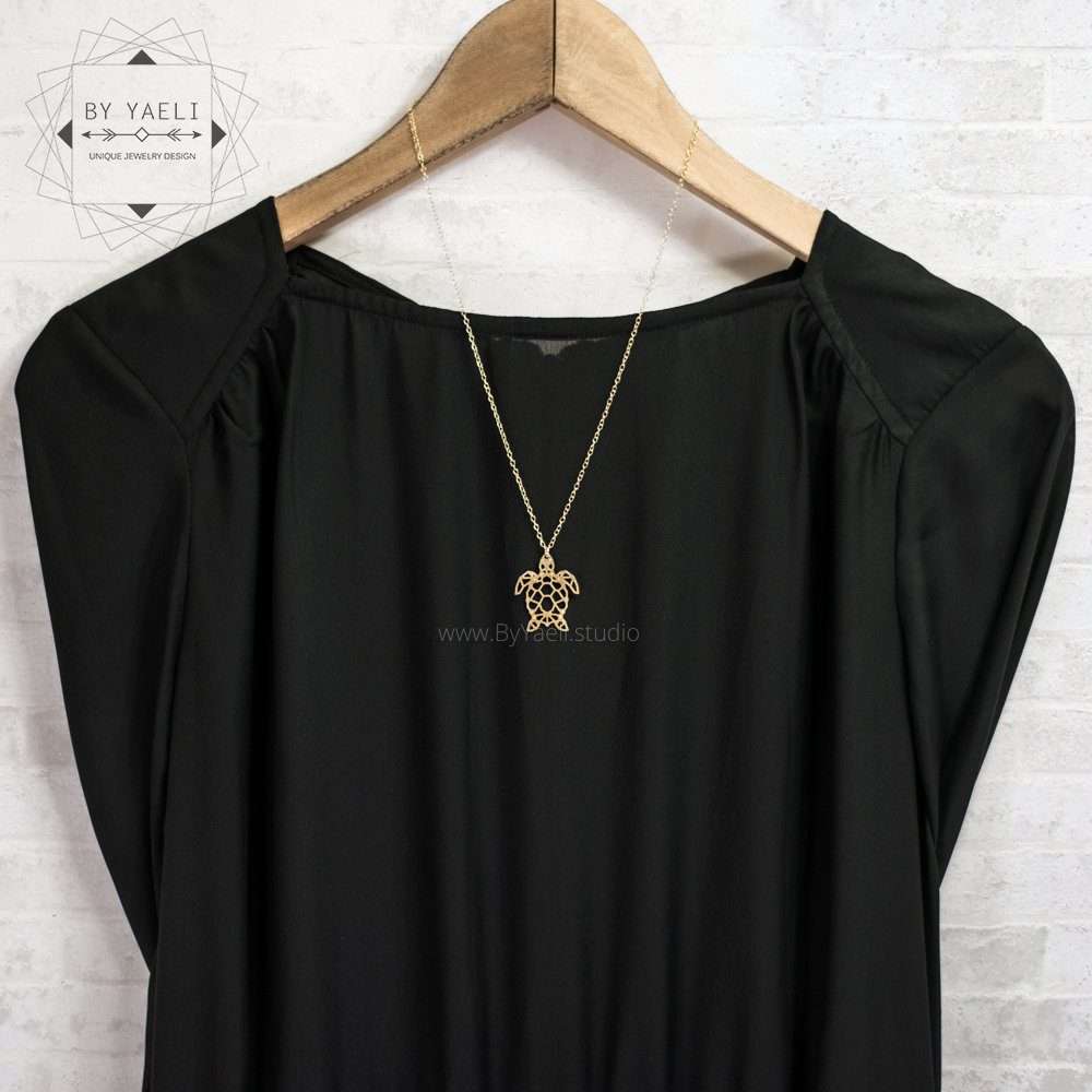 Turtle necklace origami turtle pendant sea turtle geometric necklace