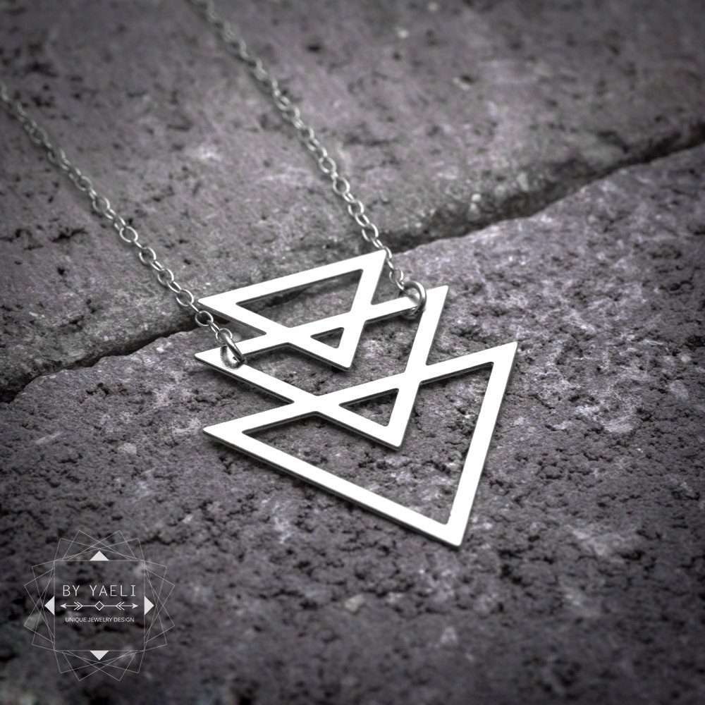 Triangle necklace geometric necklace silver triangular necklace