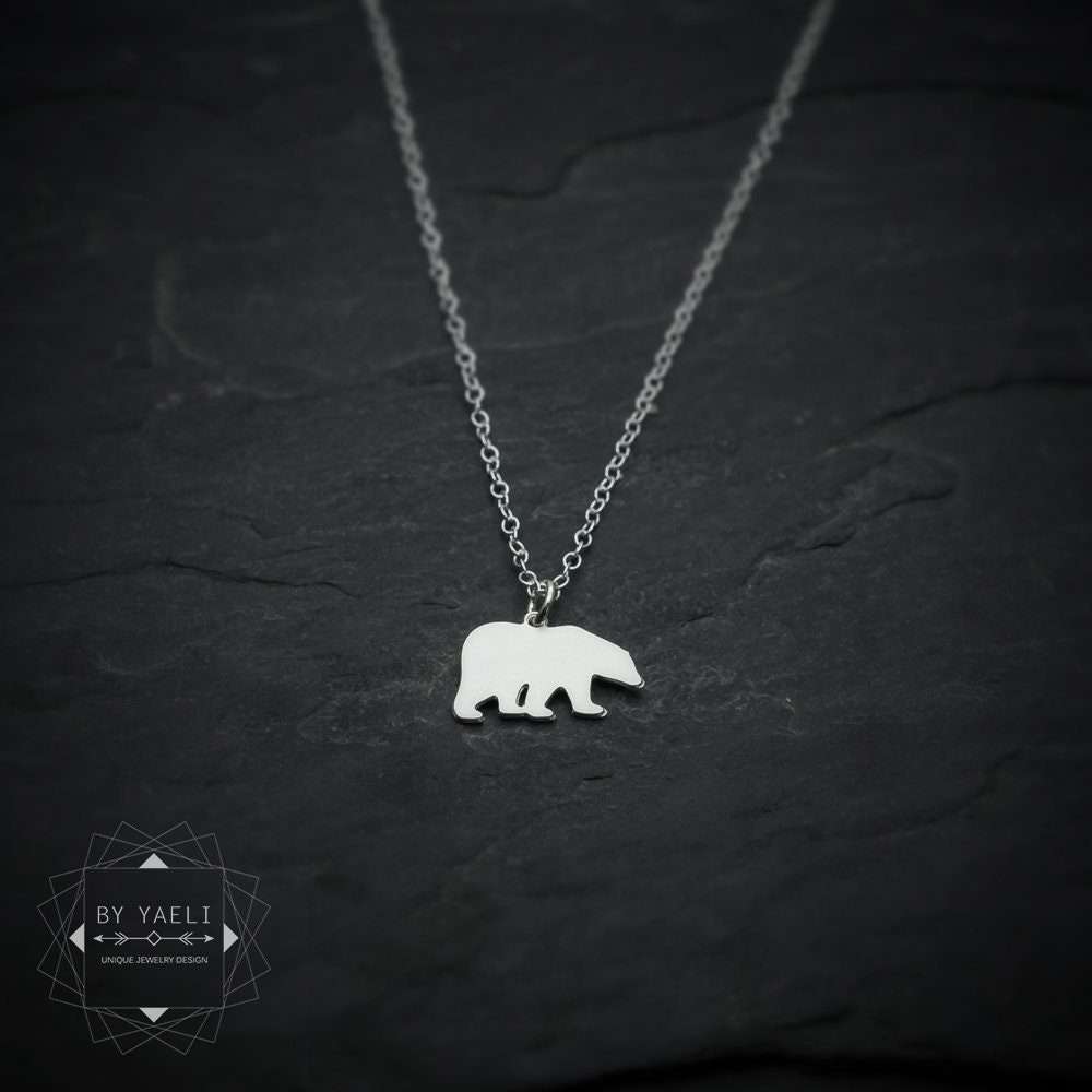 Mama bear necklace tiny bear necklace small silver bear charm gift for mom