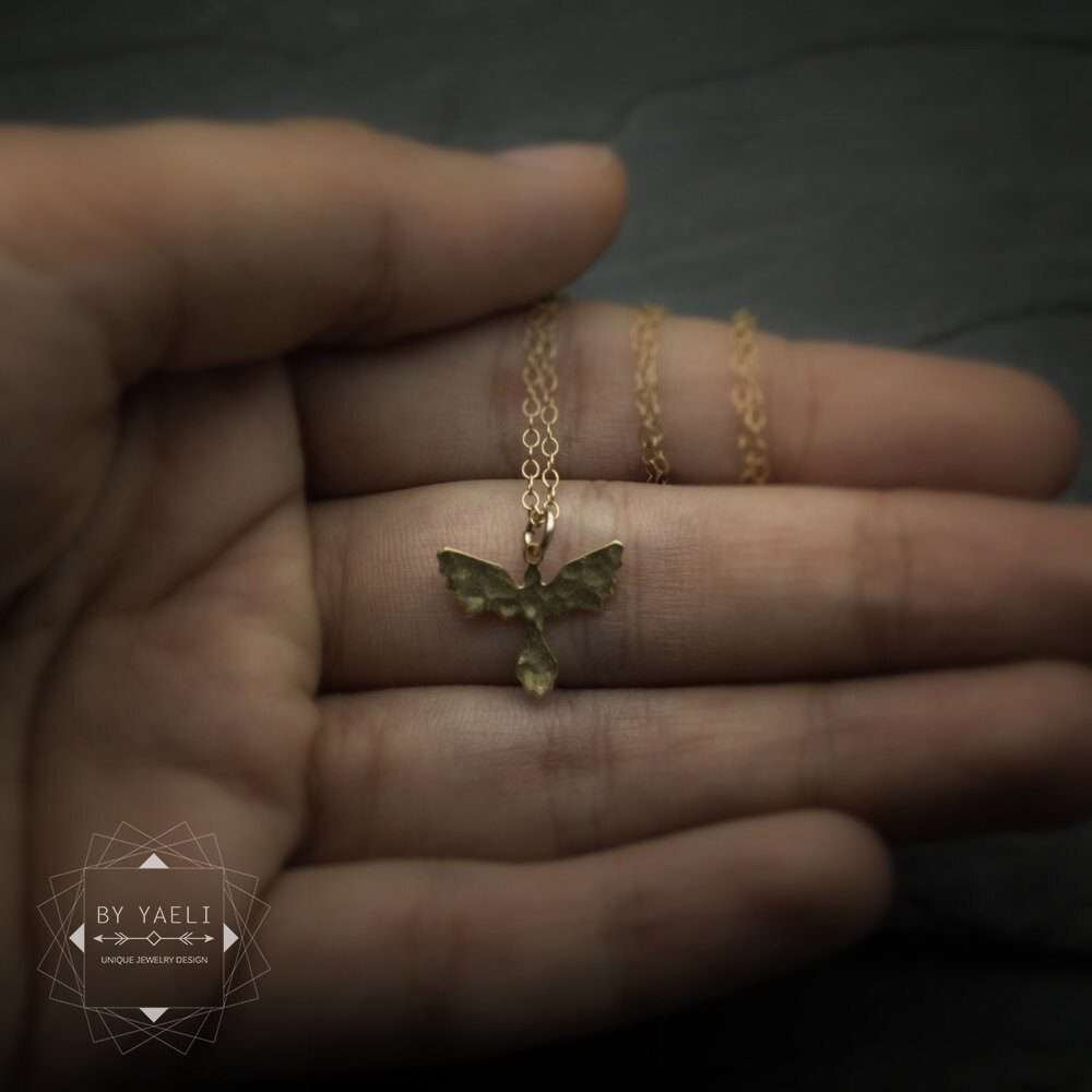 Phoenix necklace tiny phoenix pendant gold phoenix bird charm 3 Phoenix necklace tiny phoenix pendant gold phoenix bird charm - Image 3