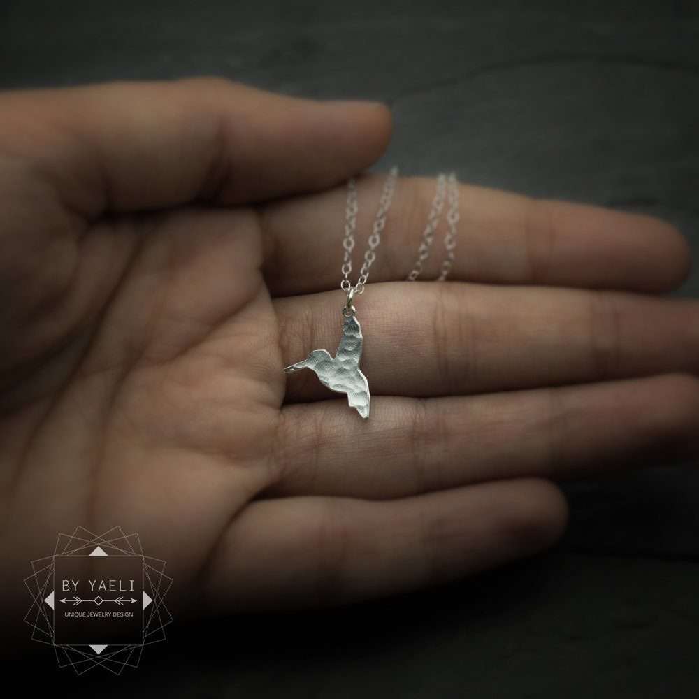 Hummingbird necklace silver petite hummingbird charm hummingbird pendant