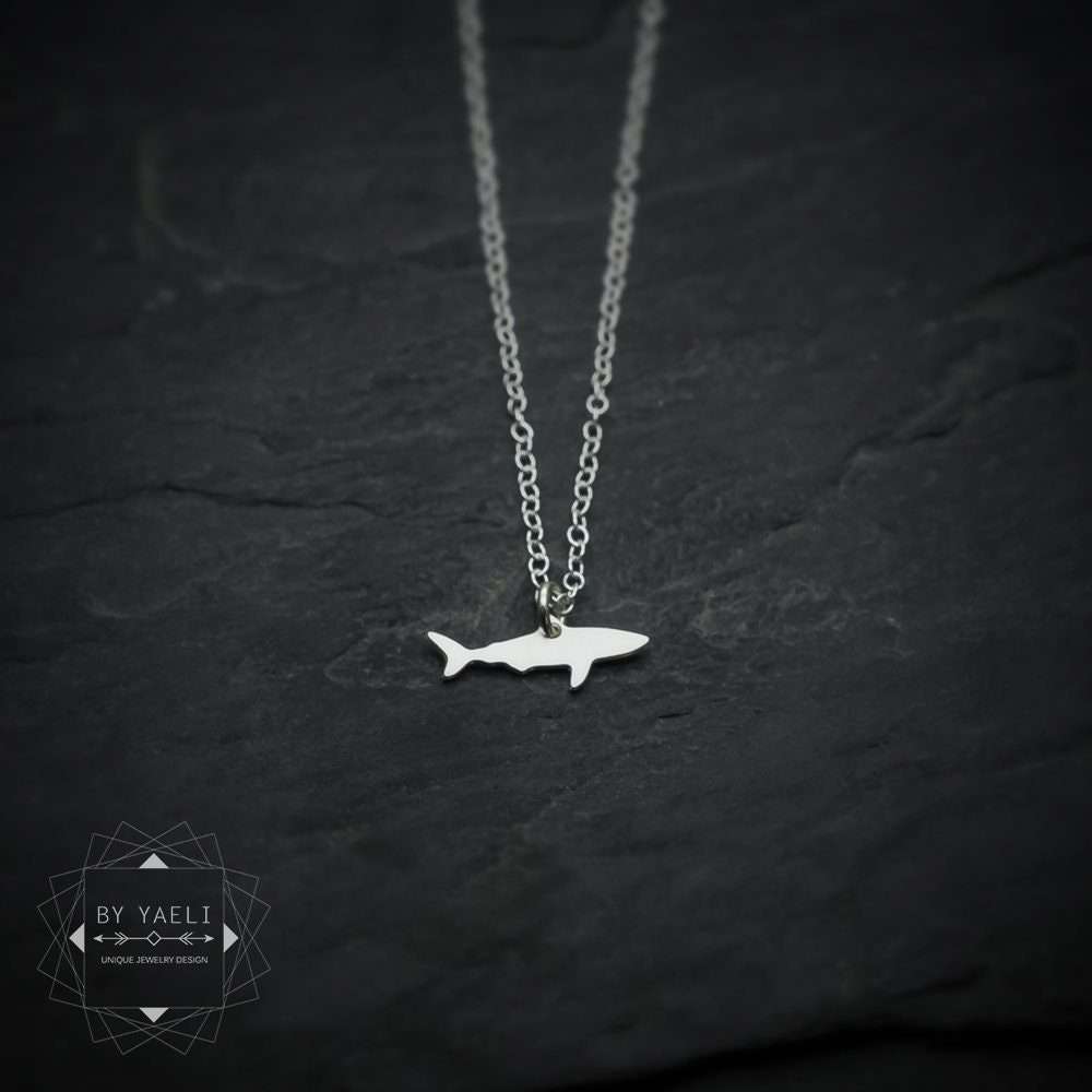 Shark necklace tiny silver shark pendant shark charm