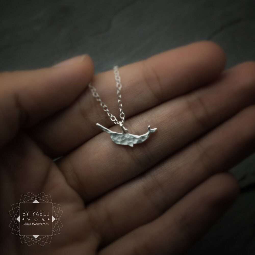 Narwhal necklace tiny silver whale necklace narwhal jewelry silver narwhal charm
