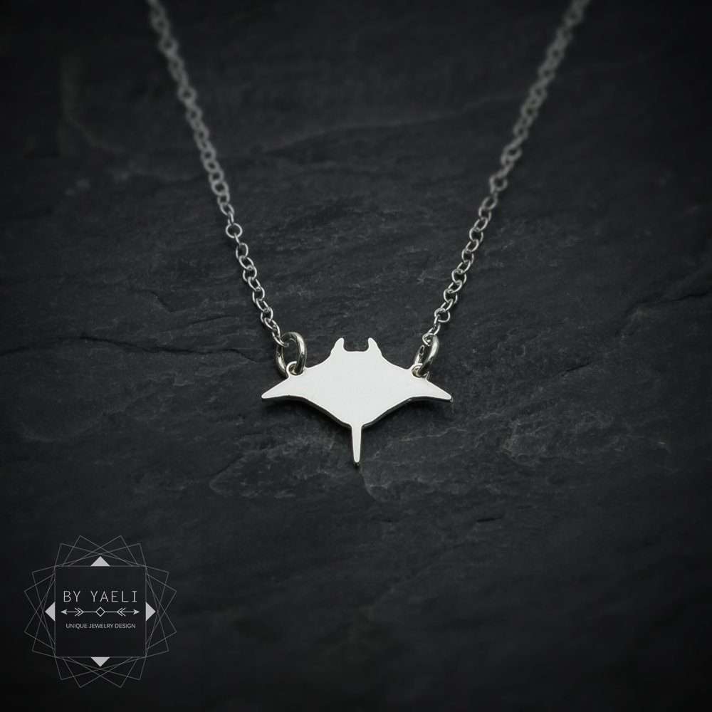 Manta ray necklace silver manta ray fish ocean necklace sting ray pendant