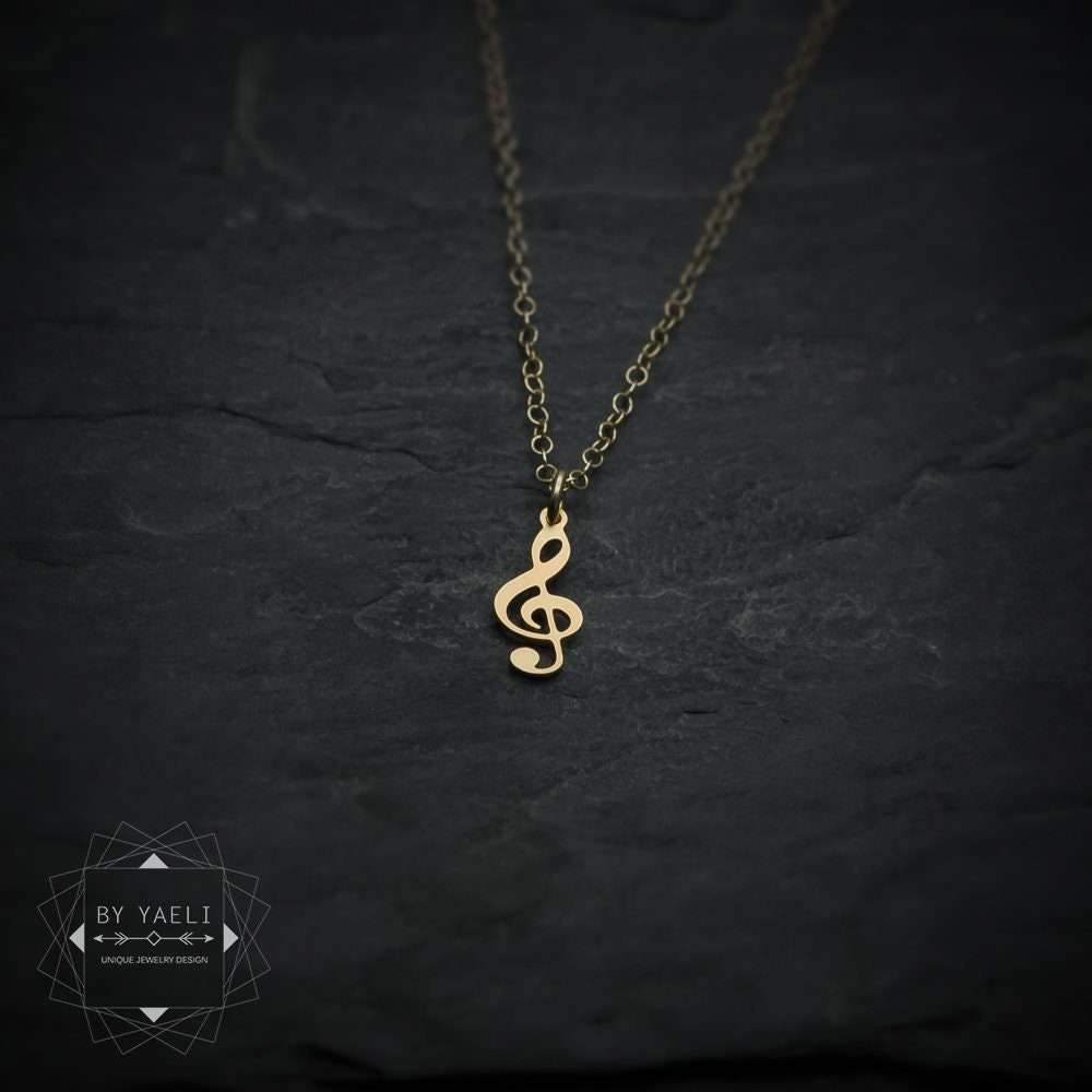 Treble clef necklace gold tiny treble clef charm Treble clef pendant musician gift