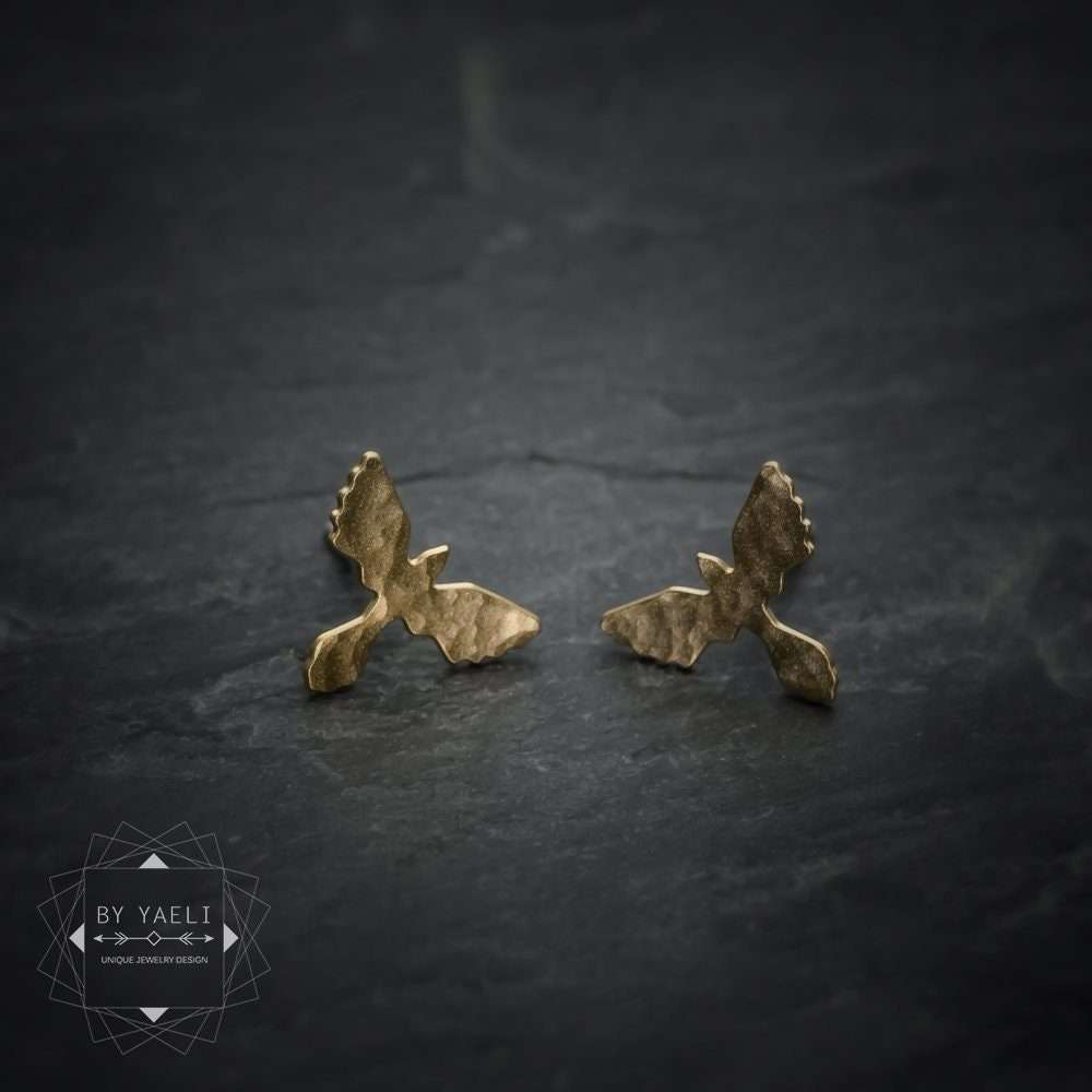 Phoenix earrings tiny phoenix stud earrings gold phoenix post bird earrings