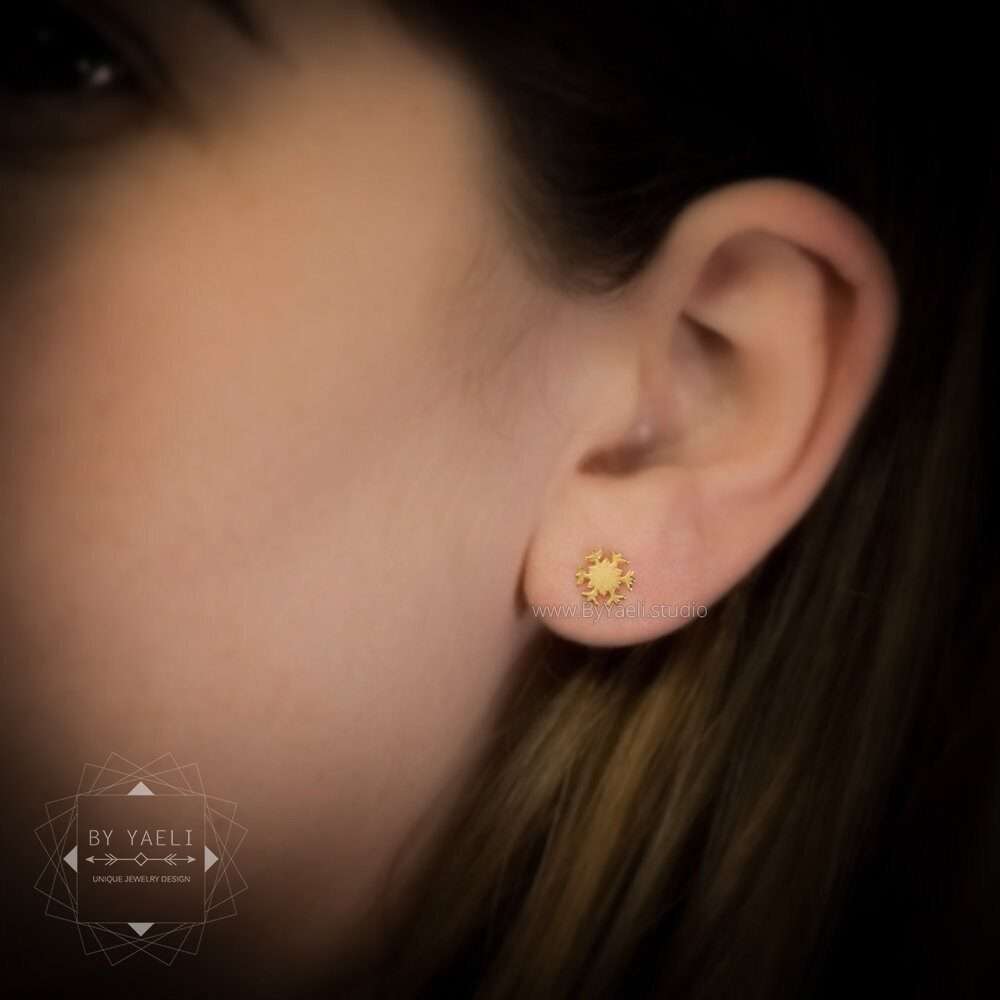 Snowflake earrings tiny snowflake post earrings gold snowflake stud earrings snow earrings 4 Snowflake earrings tiny snowflake post earrings gold snowflake stud earrings snow earrings - Image 4