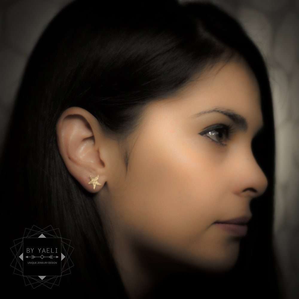 Star fish earrings starfish post earrings gold sea star fish stud earrings