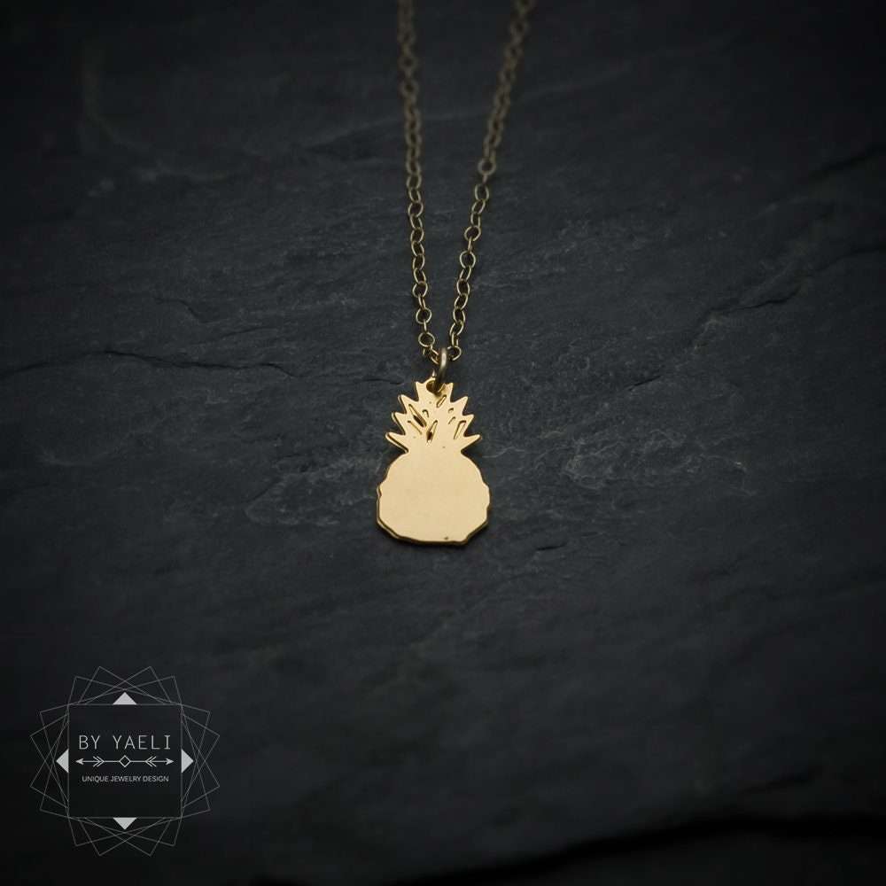 Pineapple necklace tiny tropical jewelry gold pineapple charm