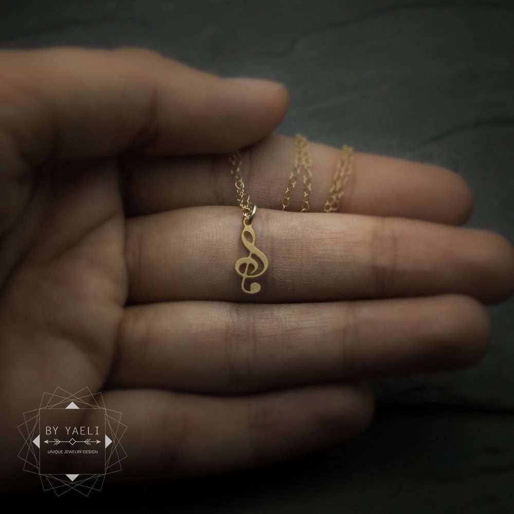 Treble clef necklace gold tiny treble clef charm Treble clef pendant musician gift