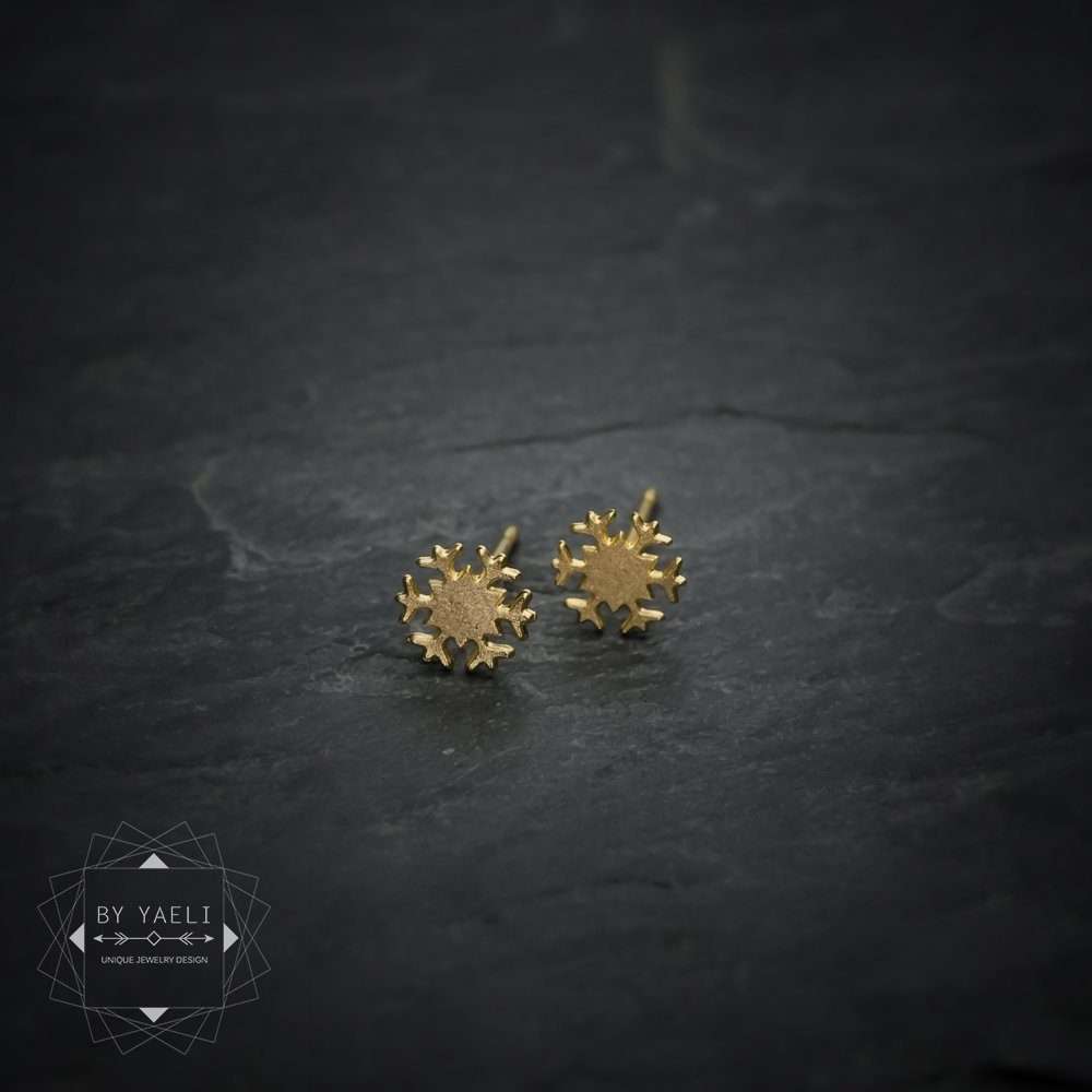 Snowflake earrings tiny snowflake post earrings gold snowflake stud earrings snow earrings 3 Snowflake earrings tiny snowflake post earrings gold snowflake stud earrings snow earrings - Image 3